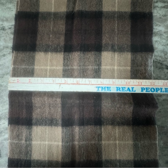 Pronto Uomo 100% Pure New Wool Chestnut Tan Brown Plaid Scarf Men - Picture 4 of 5